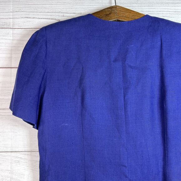 Vintage Brooks Brothers Blue Dress Linen Made In USA Sz 8 50s 60s Pearl Buttons - Picture 10 of 14